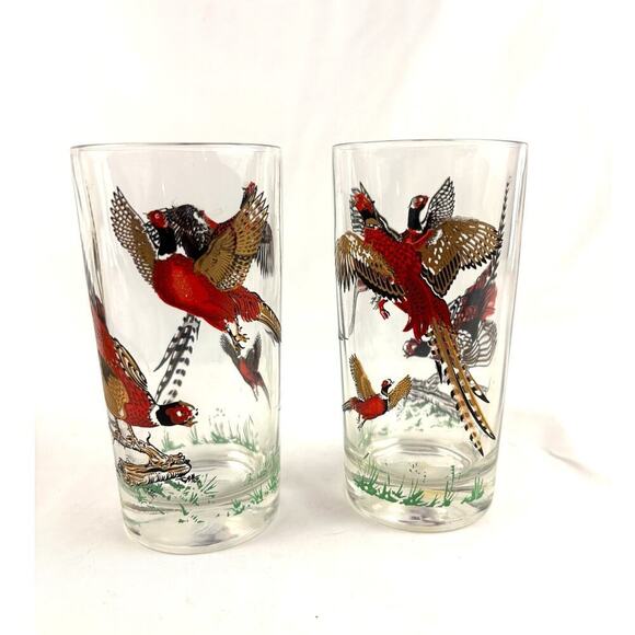 Vintage Set of 2 Pheasant Highball Glasses Mid-Century Barware 1960s - Picture 8 of 16